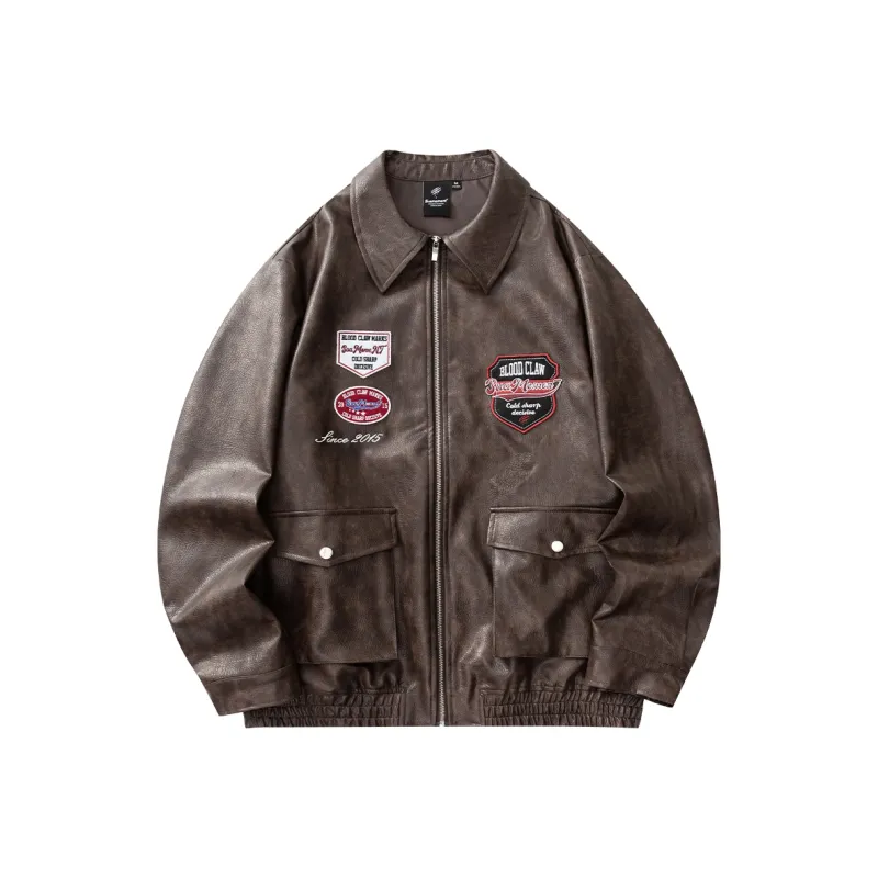 Suamoment PU Leather Vintage Top Coat Unisex-7