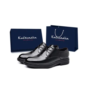 Kaltendin Top Grain Cow Leather Comfortable Versatile Business Casual Dress Shoes Men's Black