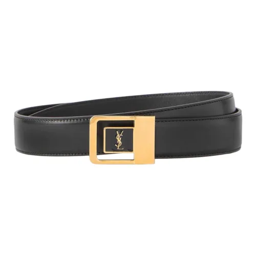 SAINT LAURENT Calfskin Leather Belts Women's Black 