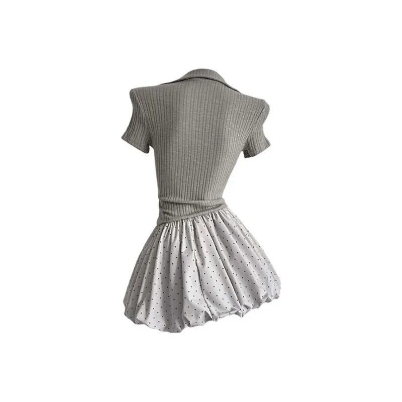 GLEE DIARY Short Sleeved Dress Women's Gray-1