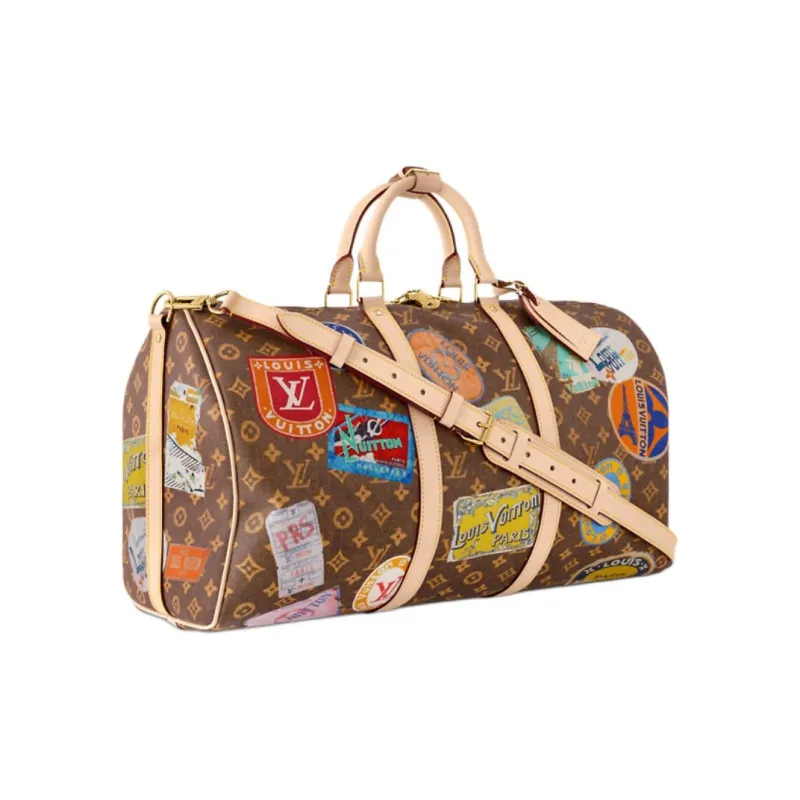 LOUIS VUITTON KeepallBandoulière Monogram Canvas One Shoulder Crossbody Bag, Travel Bag Unisex Brown-2