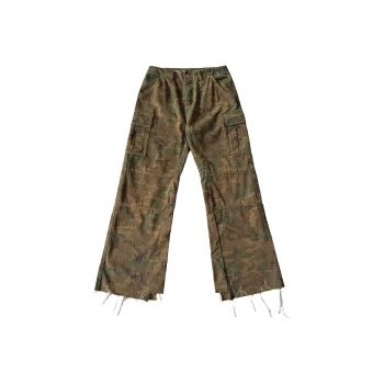 Haonanhuang Cargo Pants Unisex Yellow Green Camouflage
