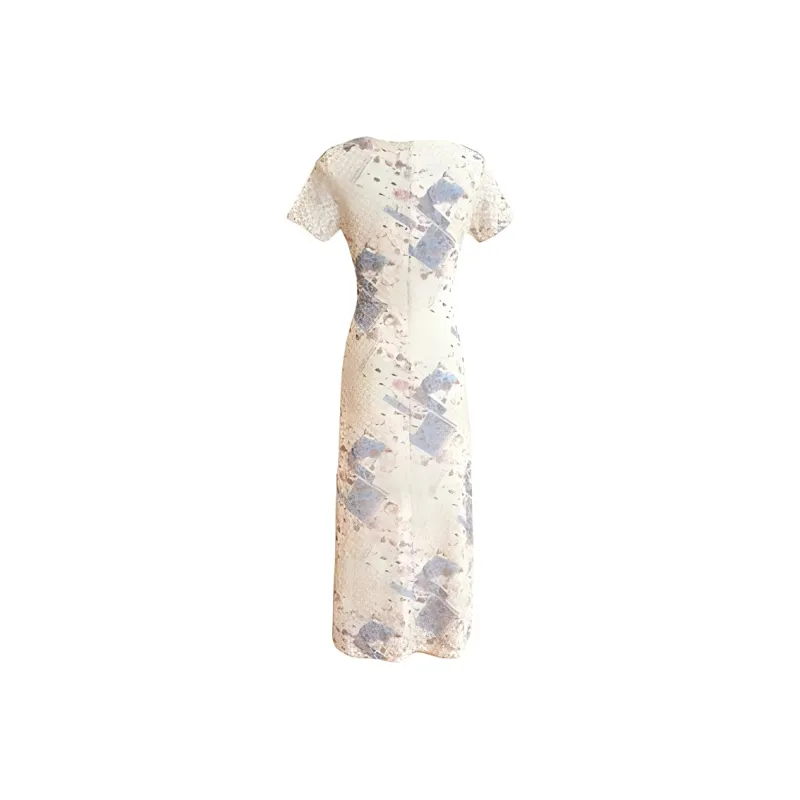 DOSOHEB Short Sleeved Dress Women's Light Yellow-1