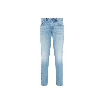 EMPORIO ARMANI J06 Slim fit 12.2 oz Stone washed Denim Jeans With Veining