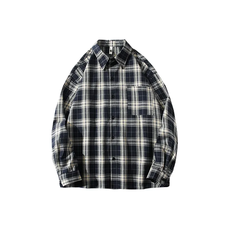 TONYBEAR Shirt Men's Navy Blue Plaid-0
