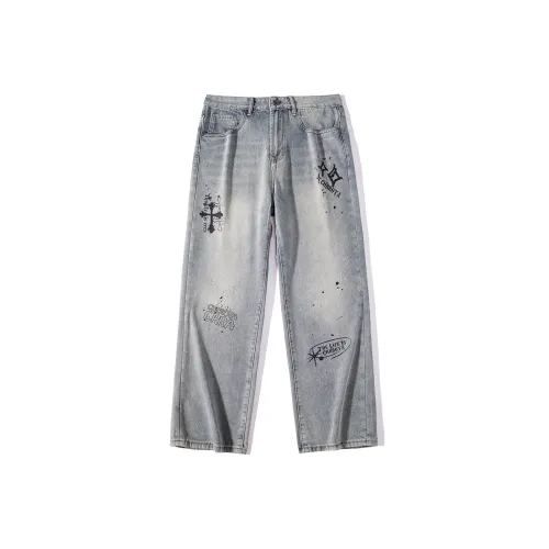 CHRROTA Jeans Unisex Yellow Mud Blue