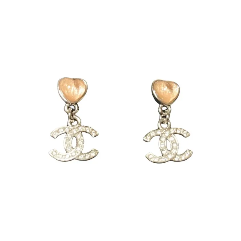 CHANEL Crystal Earrings Women's Silver-0