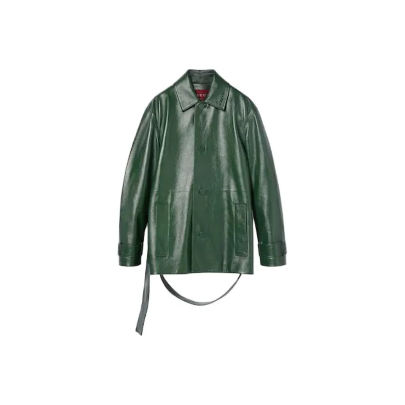 GUCCI Shiny Leather Trench Coat-0