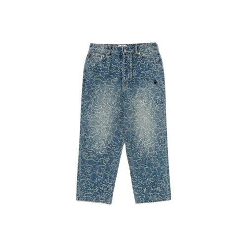 A BATHING APE Line Camo Jacquard One Point Relaxed Fit Denim Pants