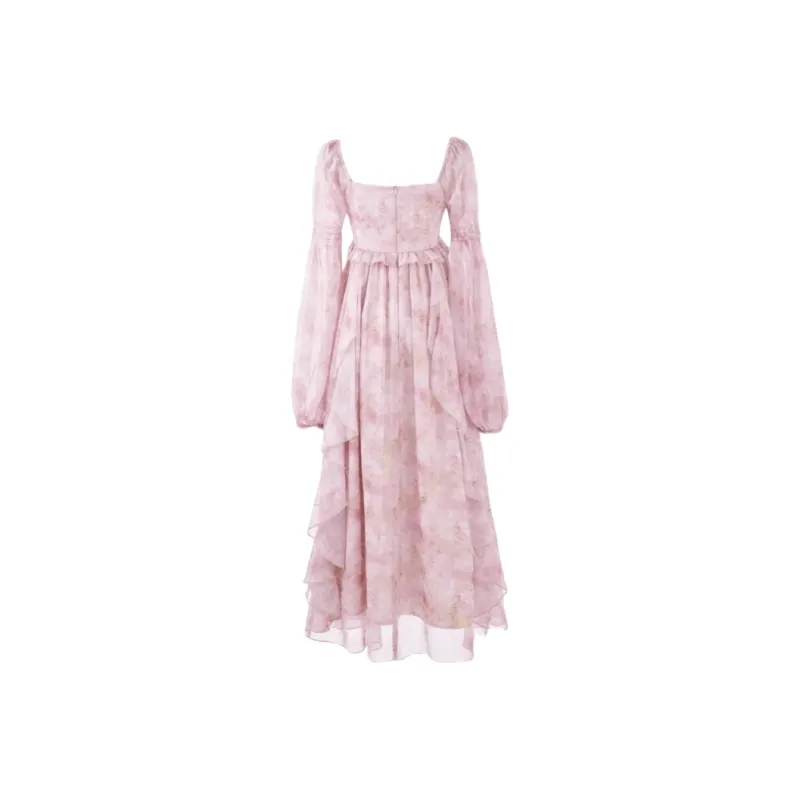 YGPRW Long Sleeved Dress Women's Pink-1