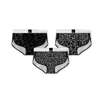Qiao Ni Tong Underpants Women's 3 Pack Baby's Breath Leopard Print