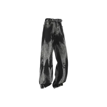 TOUHAOQINGNIAN Jeans Unisex Black Gray