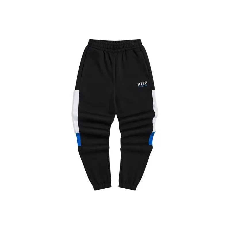 XTEP Vitality Series Knitted Sports Pants Men's ẾC Jet Black/Pearl White-0