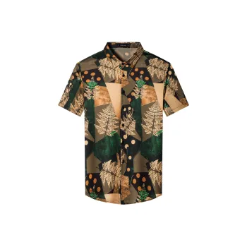 PIERRE CARDIN Shirt Men's Green Gold Illusion Dress