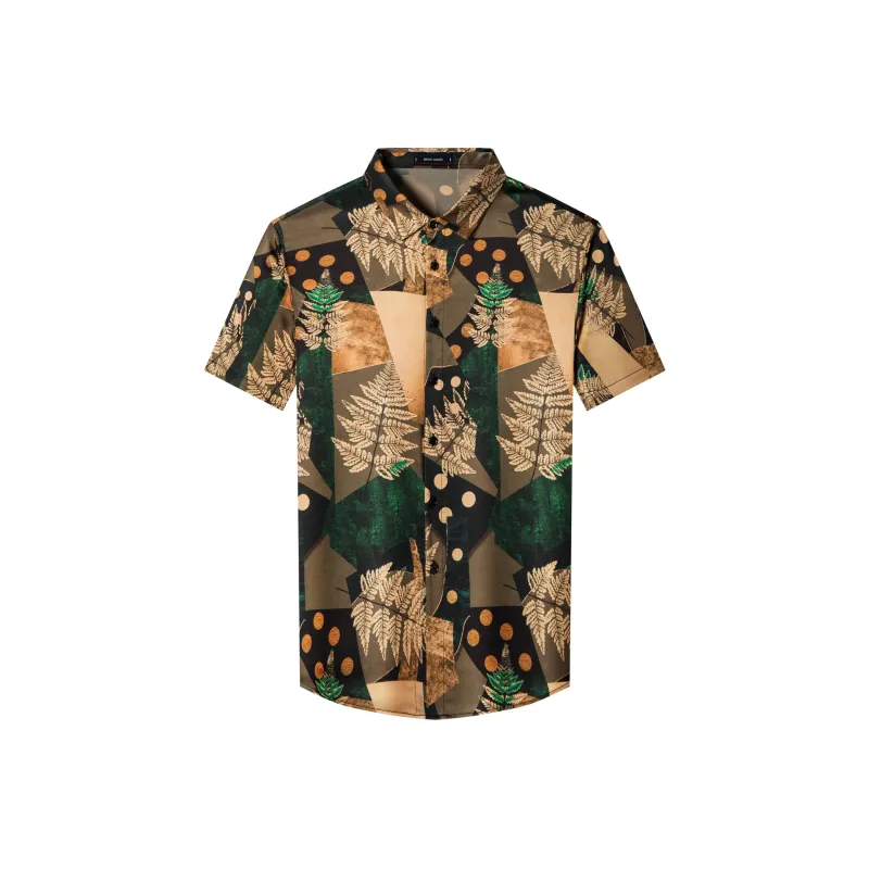 PIERRE CARDIN Shirt Men's Green Gold Illusion Dress-0
