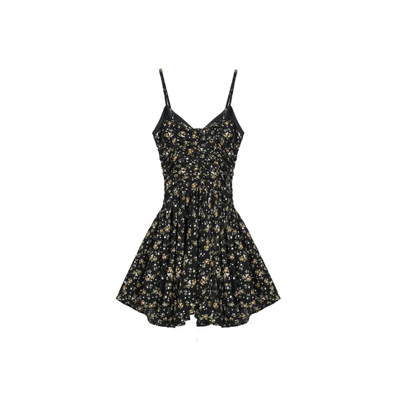 PLANE DRIFT Slip Dress Women's Black Floral-1