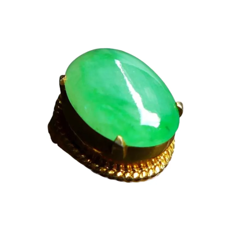 Jade Blossom Ice Glutinous Jadeite Ring Face Unisex-0