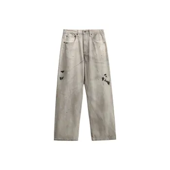 ZENGZHI Jeans Unisex Dirty White