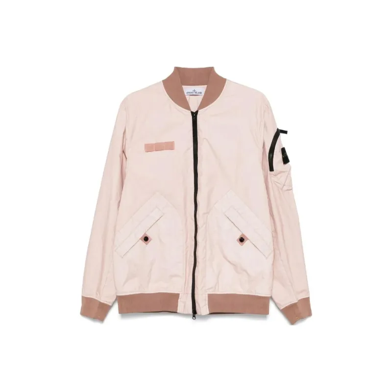 STONE ISLAND Logo Patch Zip Up Bomber Jacket-0