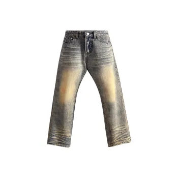 Menglaini Jeans Unisex Yellow Mud