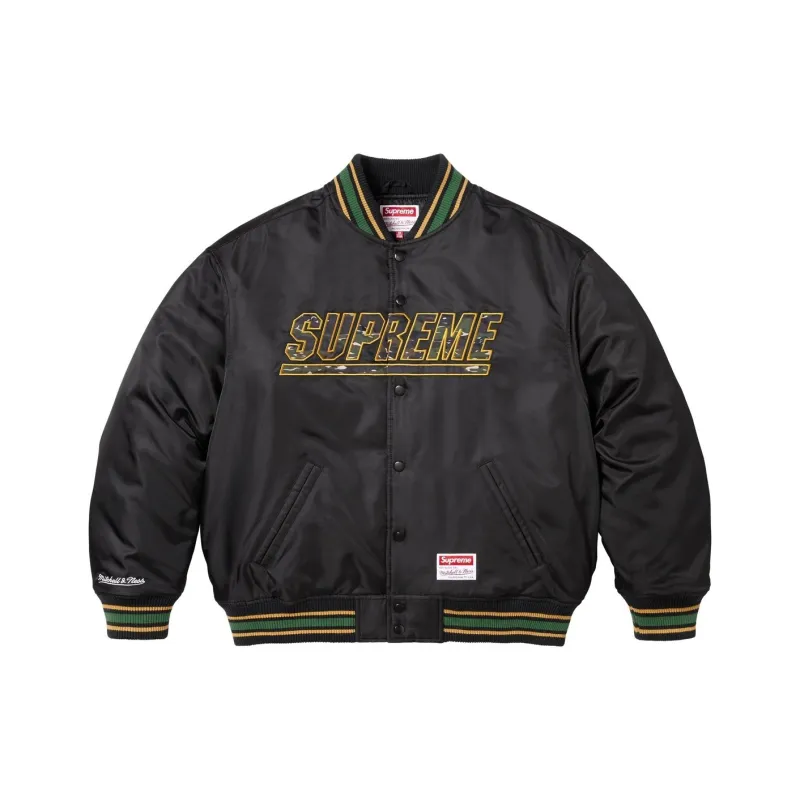 Supreme Mitchell & Ness Camo Logo Varsity Jacket-3