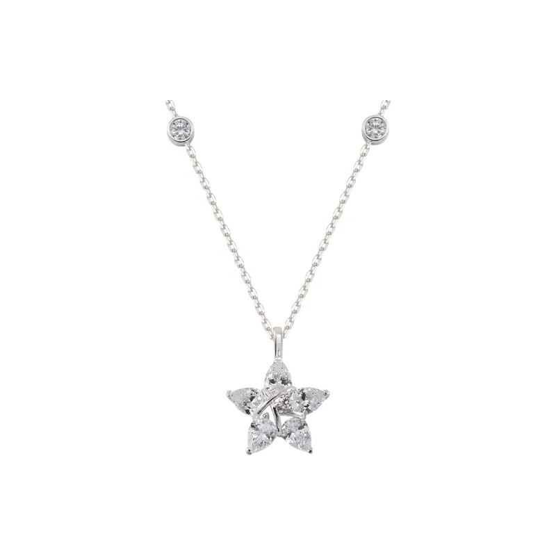 AJIDOU Synthetic Cubic Zirconia Necklaces Women's Silver-0