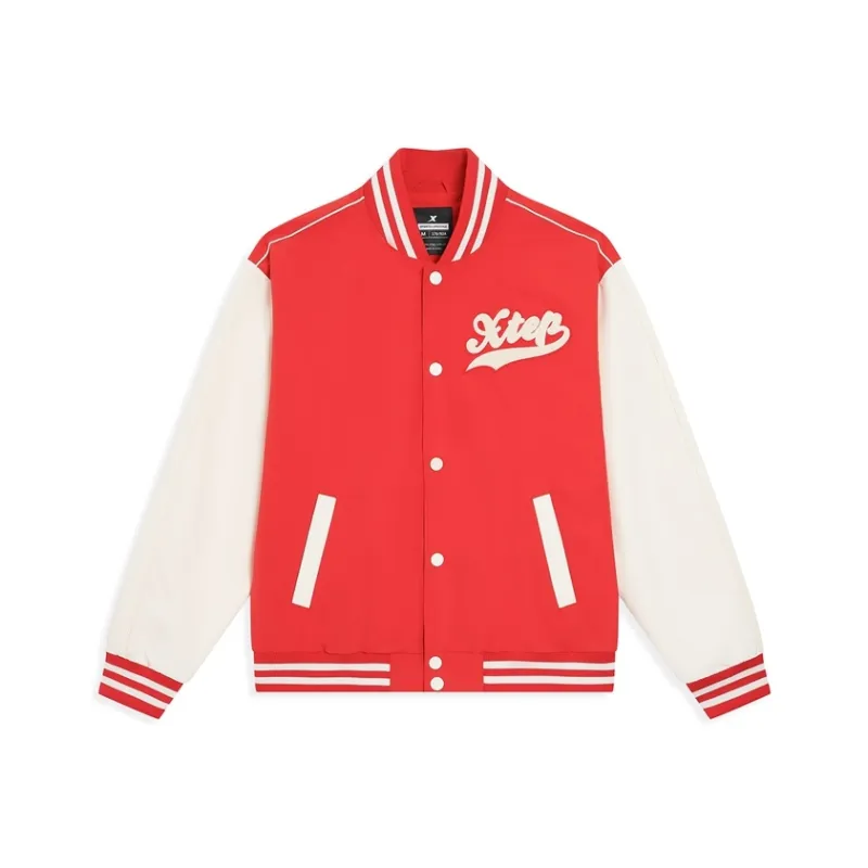XTEP Baseball Jacket Unisex Enchanted Red-0