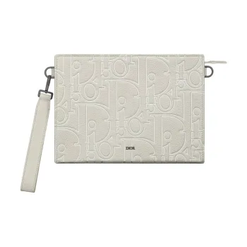 DIOR Cow Leather Clutch Women's Beige