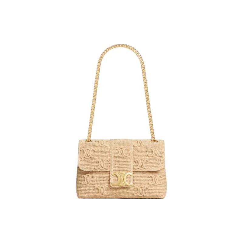 CELINE Victoire Raffia Crossbody Bag Medium Size Women's Natural's-1