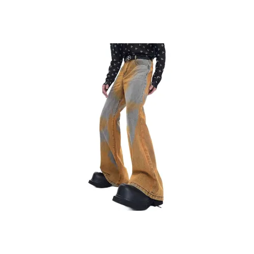 T IRA Jeans Unisex Washable Yellow Gradient