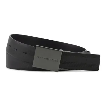 Tommy Hilfiger Cow Split Leather Belts Men's Black 3.5cm