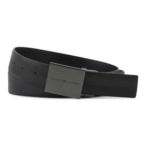 Tommy Hilfiger Split Cow Leather Belts Men's Black 3.5cm