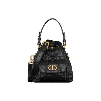 DIOR Caro Sheepskin Shoulder Bag, Crossbody Bag, Handbag Mini Women's Black