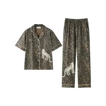 Meonsill Pajama Set Women's Leopard Print