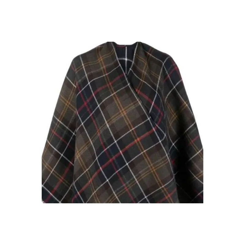 BARBOUR Montieth Check-Pattern Frayed Edge Poncho-3