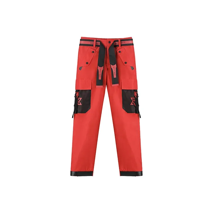 NORVINCY Mountaineering Travel Bright Color Trendy Pants Unisex Red-0