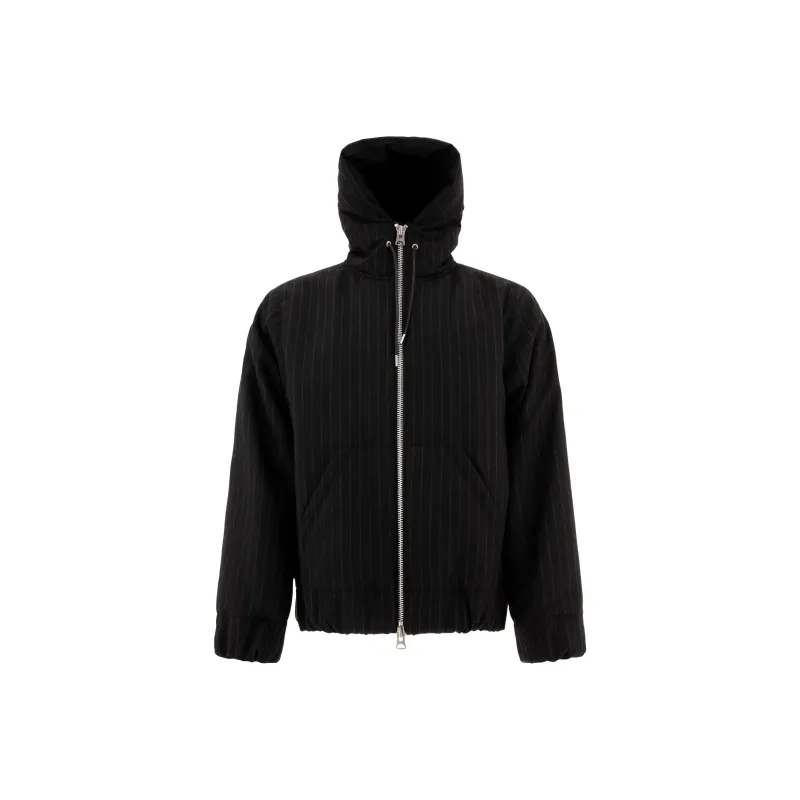 Sacai Hoodie Sacai Pinstriped Zip Up Hooded Jacket-0