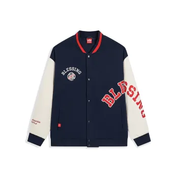 XTEP Sports Life Collection Baseball Jacket Men's Forest Night Blue/Mountain Moon White
