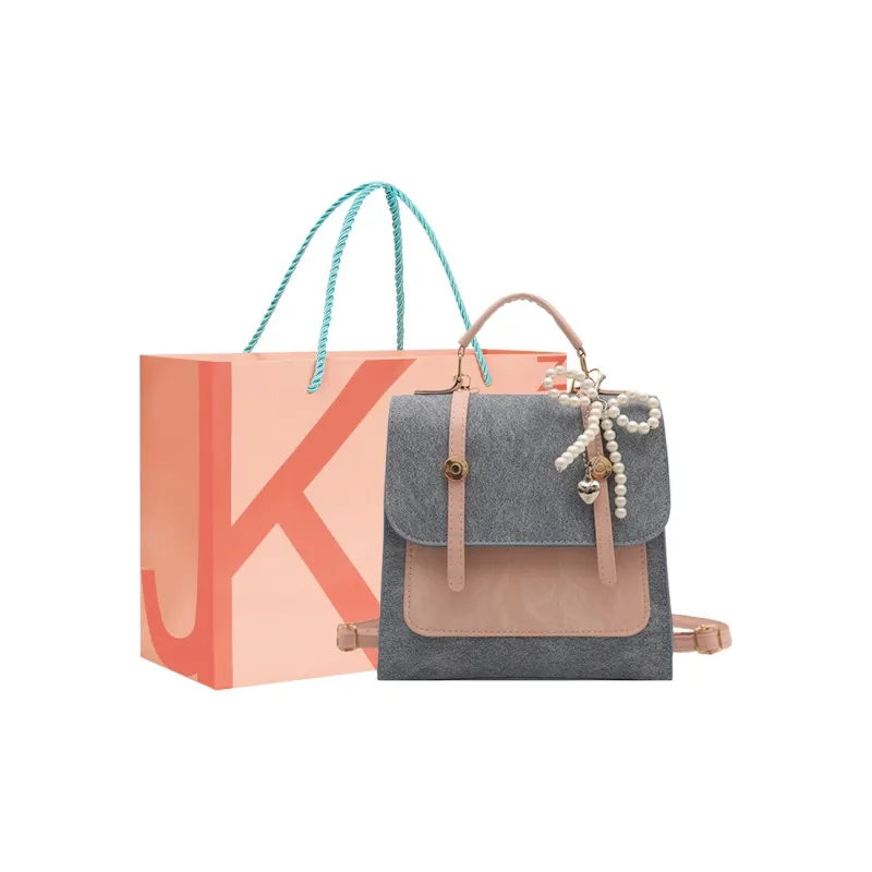 JANE KLAIN Synthetic Leather Backpack Women's Beige/Blue-6