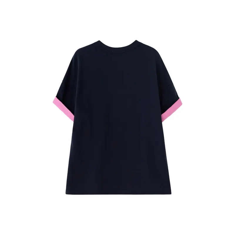 SOON FLOWER T Shirt Women's Navy Blue-1