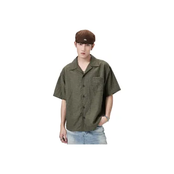 ALL IN Shirts Men Plaid Green