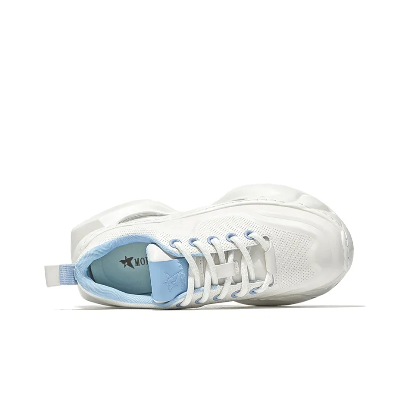 MOERBAI Lava Series Breathable Height Increase Low Top Chunky Sneakers Men's White Blue-5