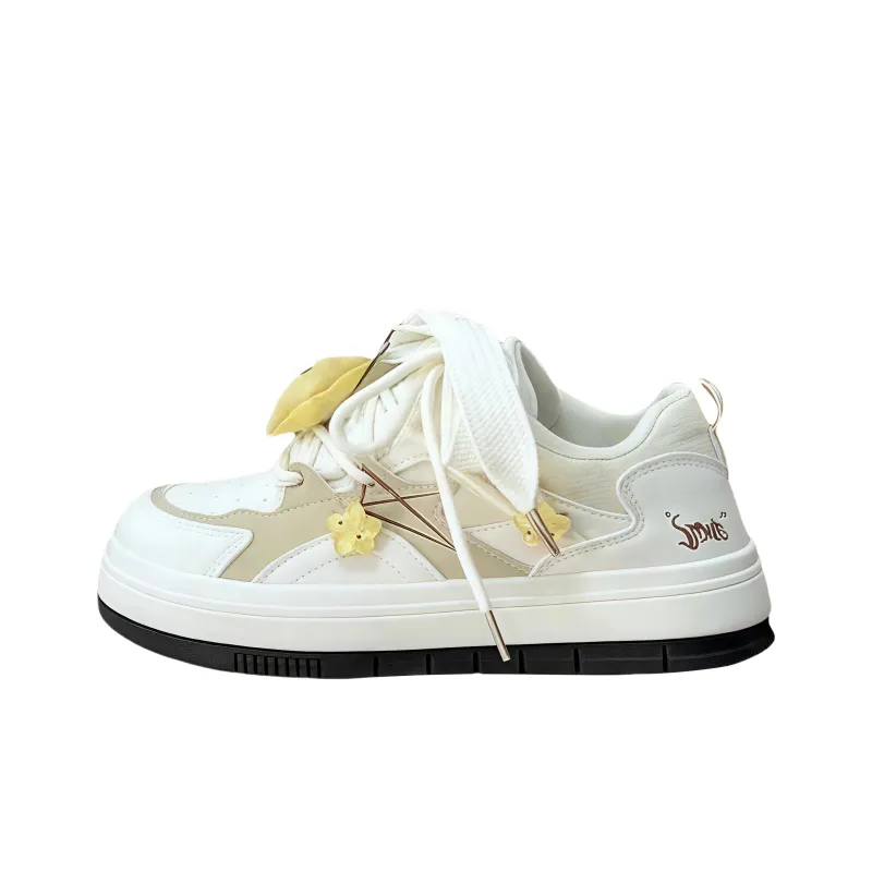 Boldi Kuki Anti Slip Wear Resistant Low Top Skateboard Shoes Women's Light Yellow Shopping Bag-4