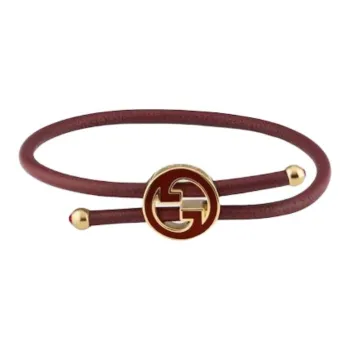 GUCCI Enamel, Leather, Brass Bracelets Women's Red