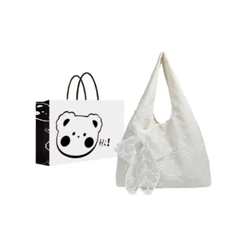 NX DOUGHNUT Canvas Bag, Portable Underarm Shoulder Bag, Tote Bag Women's Chiffon Small Flower