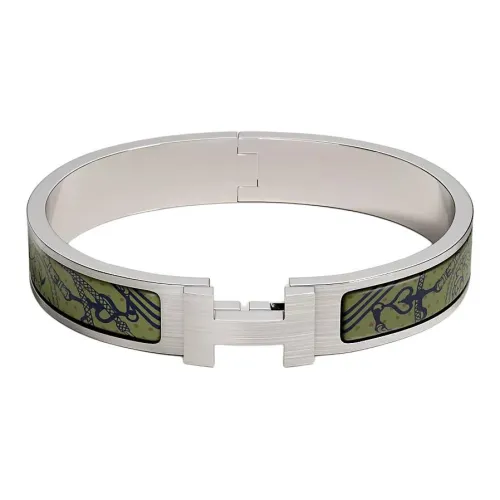 HERMES Enamel, Palladium Bracelets Men's Green