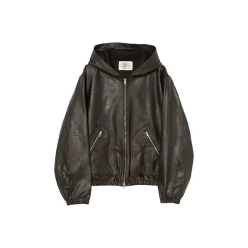 Beams Leather Jacket Men's Black