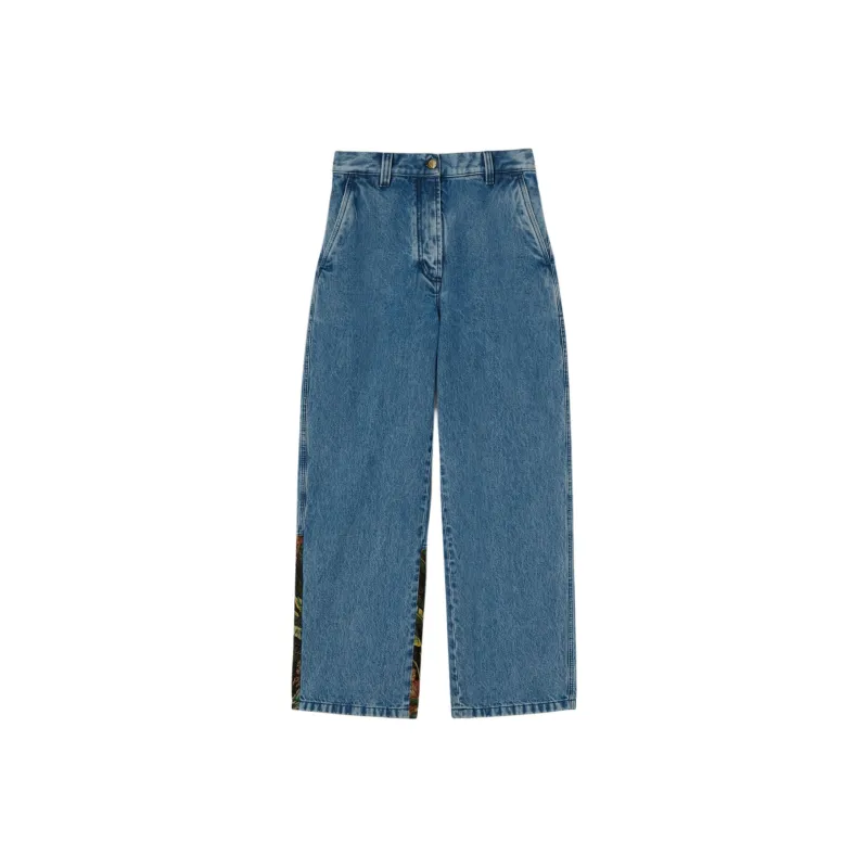 PALM ANGELS Embroidery panel Baggy Jeans-0