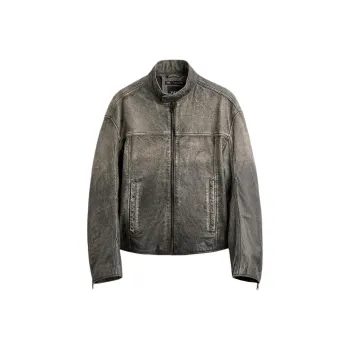 ZARA Leather Jacket Men's Zebra Print Gray