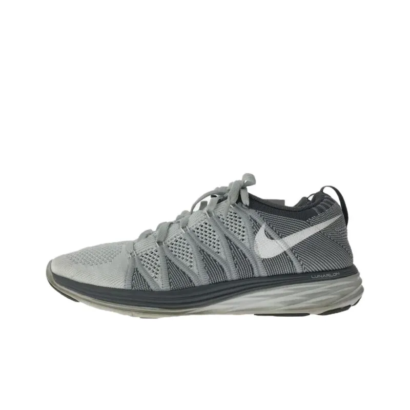 Nike Flyknit Lunar 2 Anti Slip Wear Resistant Low Top Running Shoes Women's Gray-0